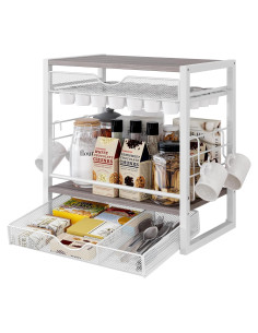 Organizador de Cafés TQVAI para 70 Cápsulas y Tazas, Blanco