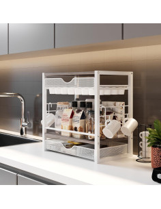 Organizador de Cafés TQVAI para 70 Cápsulas y Tazas, Blanco 2