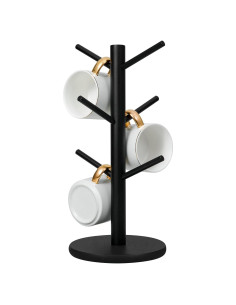 Soporte para Tazas MyLifeUNIT de Madera con 6 Ganchos Negro