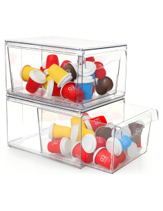 Cajones Apilables para Cápsulas de Café AUOIKK 2 Pack Acrílico
