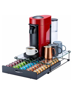 Organizador de Cápsulas Nespresso Vertuo Flagship con Tapa de Vidrio - 50 Cápsulas