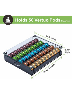 Organizador de Cápsulas Nespresso Vertuo Flagship con Tapa de Vidrio - 50 Cápsulas 2