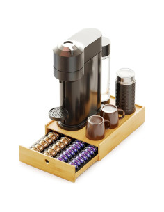 Soporte de Cápsulas de Café SpaceAid de Bambú Natural para Nespresso Vertuo - Organizador para 40 Grandes o 56 Pequeñas