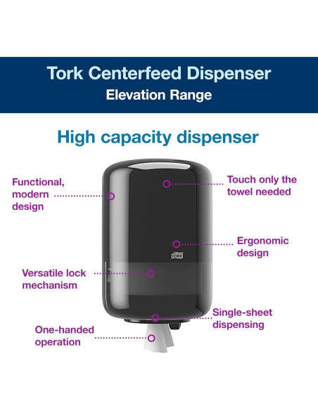 Dispensador Tork Industrial Centrefeed Negro M2 Durable