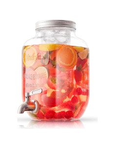 Dispensador de Bebidas JoyJolt 3.78L Vidrio con Grifo Acero