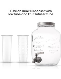 Dispensador de Bebidas JoyJolt 3.78L Vidrio con Grifo Acero 2