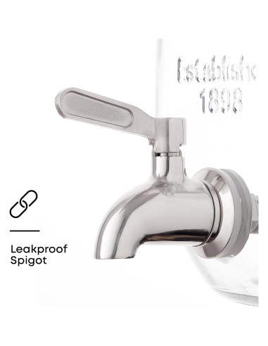 Dispensador de Bebidas JoyJolt 3.78L Vidrio con Grifo Acero