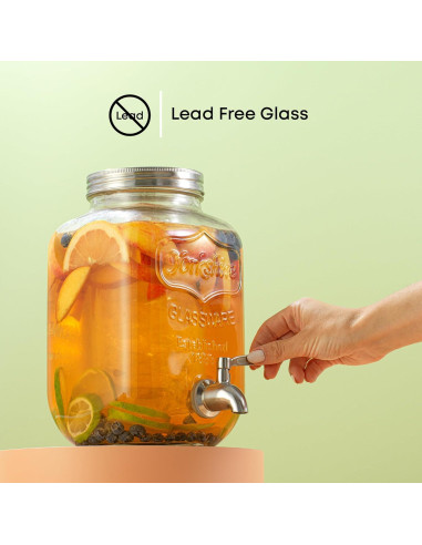 Dispensador de Bebidas JoyJolt 3.78L Vidrio con Grifo Acero