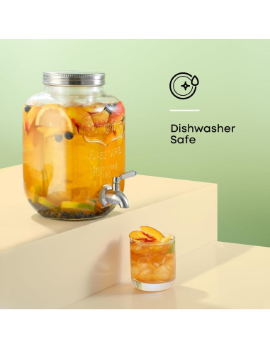 Dispensador de Bebidas JoyJolt 3.78L Vidrio con Grifo Acero