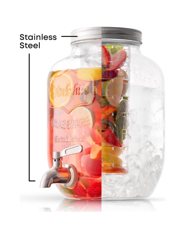 Dispensador de Bebidas JoyJolt 3.78L Vidrio con Grifo Acero