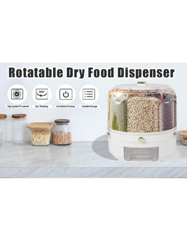 Dispensador de Arroz y Granos QWNBG 6 Rejillas 25x25 cm