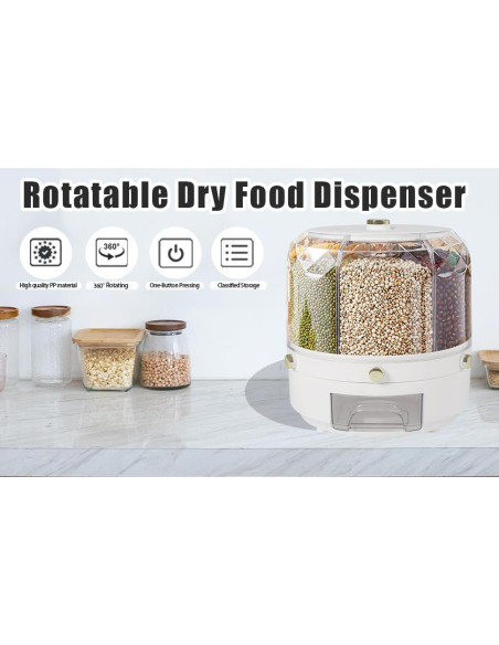 Dispensador de Arroz y Granos QWNBG 6 Rejillas 25x25 cm