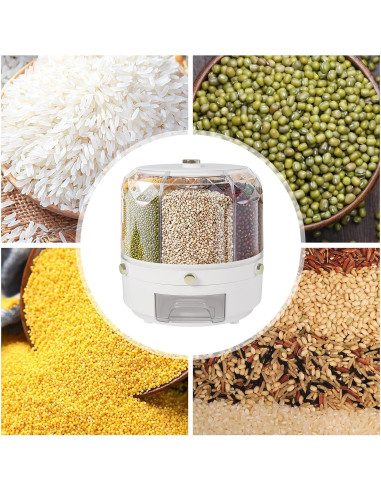 Dispensador de Arroz y Granos QWNBG 6 Rejillas 25x25 cm