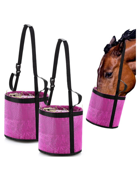 Bolsa de Alimentación para Caballos Sumind - 2 Pcs Rosa