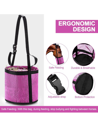 Bolsa de Alimentación para Caballos Sumind - 2 Pcs Rosa