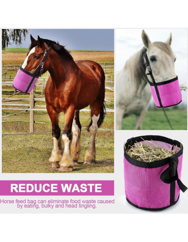 Bolsa de Alimentación para Caballos Sumind - 2 Pcs Rosa