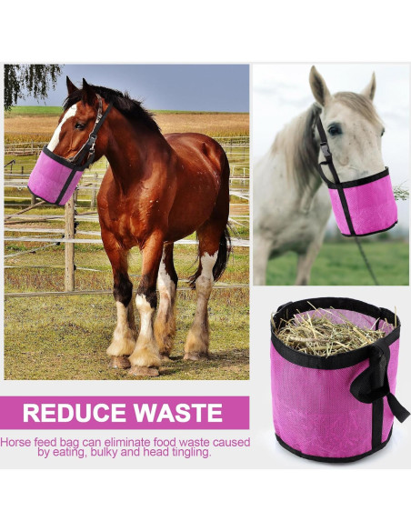 Bolsa de Alimentación para Caballos Sumind - 2 Pcs Rosa