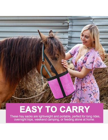 Bolsa de Alimentación para Caballos Sumind - 2 Pcs Rosa