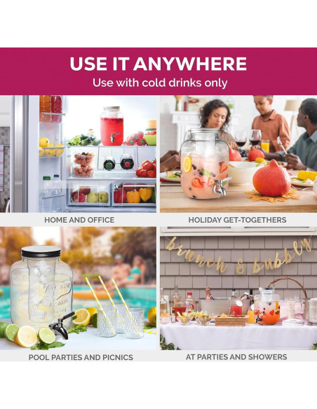 Dispensador de Bebidas de Vidrio BREFR 3.78L con Grifo Acero Dispensador de Bebidas de Vidrio BREFR 3.78L con Grifo Acero