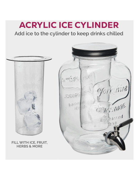 Dispensador de Bebidas de Vidrio BREFR 3.78L con Grifo Acero Dispensador de Bebidas de Vidrio BREFR 3.78L con Grifo Acero