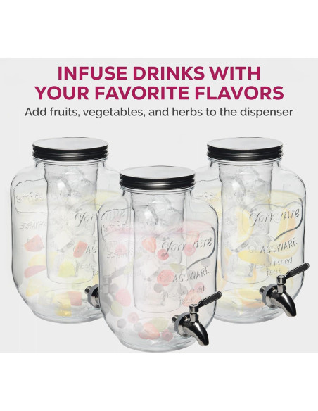 Dispensador de Bebidas de Vidrio BREFR 3.78L con Grifo Acero Dispensador de Bebidas de Vidrio BREFR 3.78L con Grifo Acero