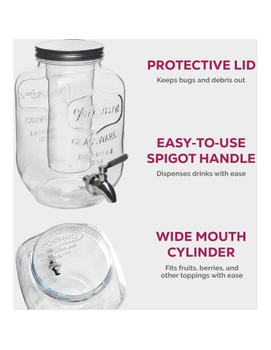 Dispensador de Bebidas de Vidrio BREFR 3.78L con Grifo Acero