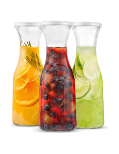 Jarras de vidrio KooK con tapa, juego de 3, 1.04 L