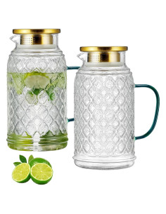 Jarra de Vidrio Borosilicato Buaic 2L con Tapa Acero Inoxidable