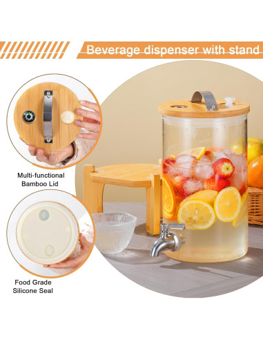 Dispensador de Bebidas OSXDOL 4.9L Vidrio con Grifo
