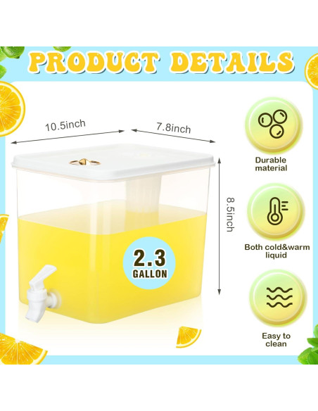 Dispensador de Bebidas Mumufy 8.8L con 50 Vasos y Popotes