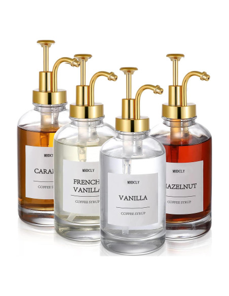 Dispensador de Jarabe de Café MHDCLY 4 Pack 0.5L Dorado