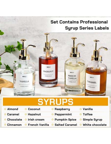 Dispensador de Jarabe de Café MHDCLY 4 Pack 0.5L Dorado