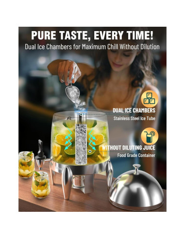 Dispensador de Bebidas WantJoin 3.2 Galones Acero Inoxidable