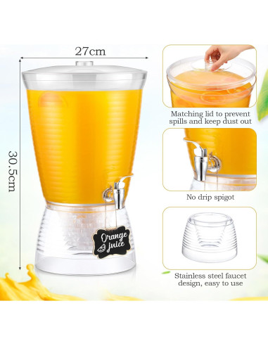 Dispensador de Bebidas Acrílico FillTouch 10L con 50 Vasos