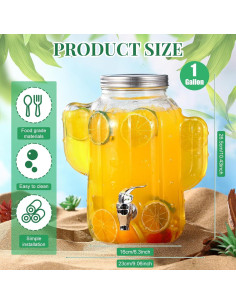 Dispensador de Bebidas Cactus FillTouch 1 Galón Vidrio Transparente 2