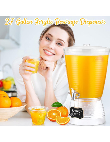 Dispensador de Bebidas Acrílico FillTouch 10L con 50 Vasos