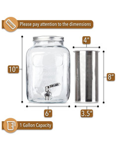 Cafetera Cold Brew BTaT 1 Galón Vidrio Acero Inoxidable 2