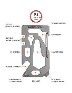 Multiherramienta Carabiner Northwall 14 en 1 Acero Inoxidable 2