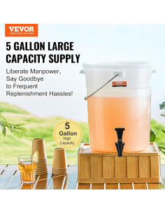 Dispensador de Bebidas VEVOR 19 L con Grifo y Tapa Selladora 2