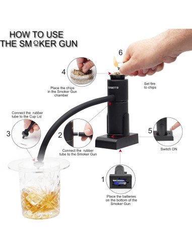 Kit de Ahumador de Cócteles Sorbetto - Incluye Astillas de Madera