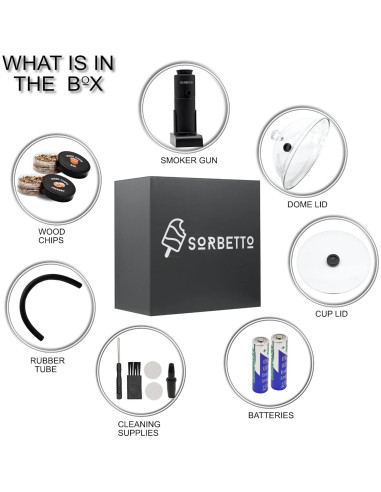 Kit de Ahumador de Cócteles Sorbetto - Incluye Astillas de Madera