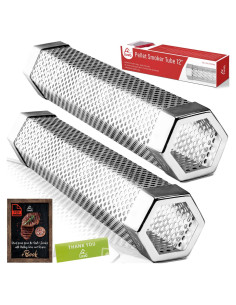 Tubo Ahumador de Pellets LIZZQ 30.48 cm Juego de 2 Acero Inoxidable