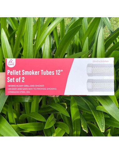 Tubo Ahumador de Pellets LIZZQ 30.48 cm Juego de 2 Acero Inoxidable