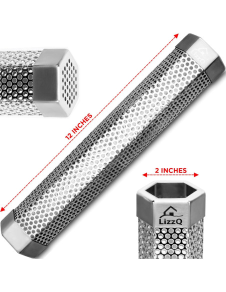 Tubo Ahumador de Pellets LIZZQ 30.48 cm Juego de 2 Acero Inoxidable