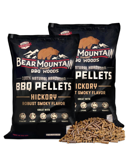 Paquete de 2 Pellets de Madera Dura Bear Mountain 9.07 kg Hickory