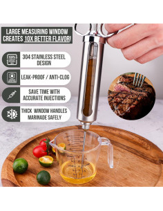 Kit de Jeringa de Marinada Iron Grillers 2 Oz Acero Inoxidable 2