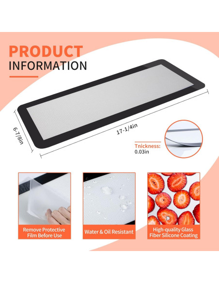 6 Tapetes de Silicona BriskJoy para Deshidratador Harvest Right 43.8x17.5cm