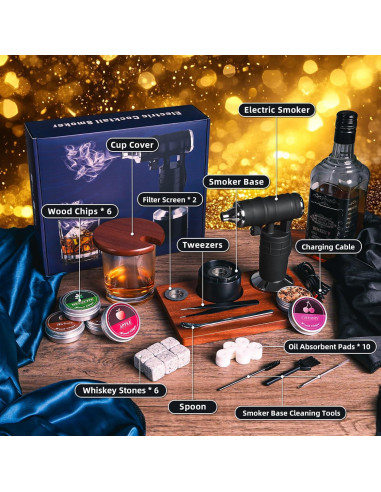 Ahumador Eléctrico de Cócteles JIDACHI Negro con 6 Astillas