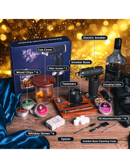 Ahumador Eléctrico de Cócteles JIDACHI Negro con 6 Astillas