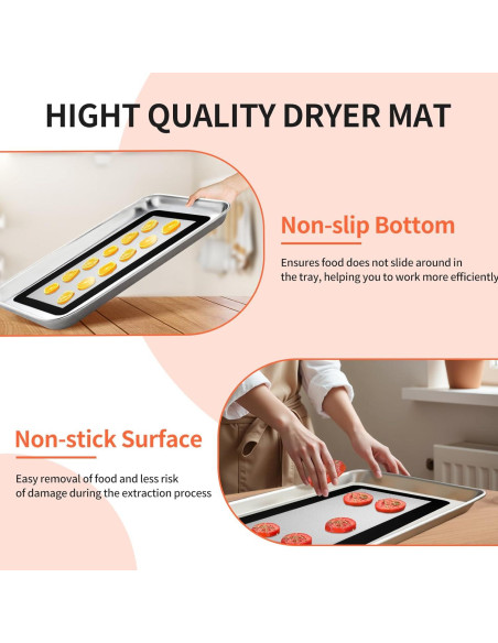 6 Tapetes de Silicona BriskJoy para Deshidratador Harvest Right 43.8x17.5cm